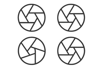 Fototapete - Camera shutter aperture icons set flat outline vector photography symbols collection graphic design elements transparent background digital illustration