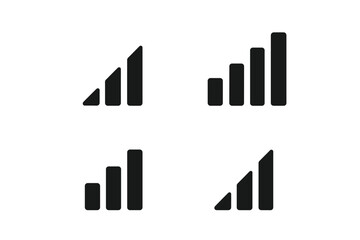Poster - Wireless network signal flat icons set. Wifi, cellular and bluetooth connection status indicators. Mobile phone signal strength and data reception vector symbol collection.