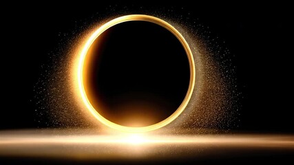 Aufkleber - Glowing Golden Ring Surrounded by Shimmering Aura Captivating Visual Effect Against Dark Background, Evoking Mystery and Wonder in Every Sparkle.