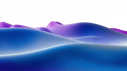Poster - Serene Abstract Landscape of Smooth, Flowing Waves in Calming Shades of Blue and Purple, Evoking Tranquility and Modern Aesthetic with Gentle Curves.