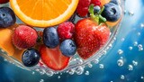 vibrant and refreshing fruit soaked in water with strawberries blueberries raspberries and oranges