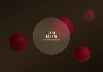 Poster - Dark circular glass banner with red spheres