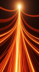 Poster - Abstract image of converging orange and yellow light streaks on black background, symbolizing connection, energy, or futuristic technology, ideal for design or presentation