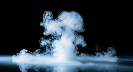 Poster - Abstract image of swirling white smoke against a black background, creating a mysterious and ethereal atmosphere, ideal for design or fantasy concepts