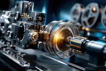 Poster - Machinery in action showcasing precision engineering during manufacturing process