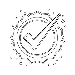 Poster - Approved badge with checkmark, circle and decorative elements