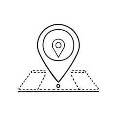 Poster - Minimalist map pin symbol indicating precise location and geographic destination on a digital map