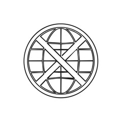 Poster - Globe icon with prohibition symbol, representing restrictions or no access concept.