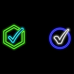 Aufkleber - Mark the symbol in the green square and the cross in the blue and green square. Icons for assessment questionnaire. vector. 3D vector illustration.