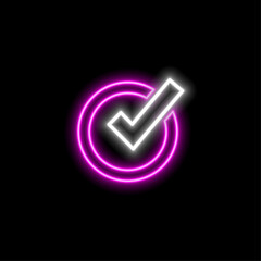 Aufkleber - neon style. Green verified or valid stamp vector icon in flat style design for website design, app, UI. Payment is made tick icon. Validation concept. Isolated blue 3D checked icon.