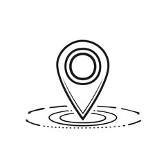 Poster - Hand-drawn location pin with circular destination marker illustration