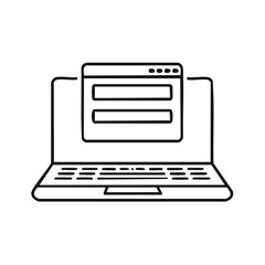 Aufkleber - simple line drawing of a laptop computer showing a login screen with two input fields