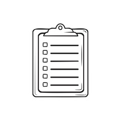 Poster - Hand Drawn Clipboard with Empty Checklist Tasks or Survey Form