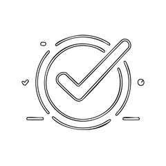 Poster - Doodle checkmark in circle outline drawing style sign symbol