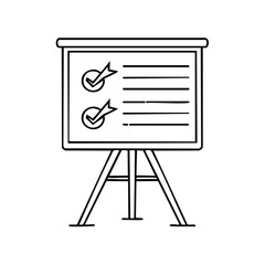 Poster - Line icon of a presentation board showing a completed checklist with check marks