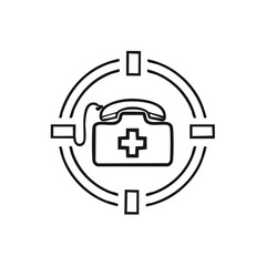 Poster - Emergency call assistance icon with a telephone and medical symbol.