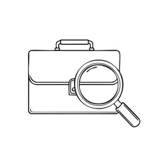 Poster - Briefcase and Magnifying Glass Illustration, Concept of Analysis, Search, or Discovery