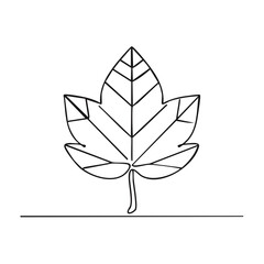 Aufkleber - Minimalist continuous one line drawing of a maple leaf botanical art