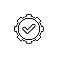 Poster - Gear and Checkmark Icon Symbolizing Successful Settings, System Verification, and Completed Tasks