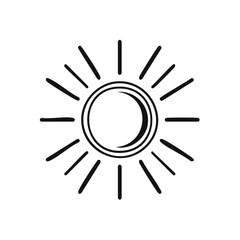 Poster - Stylized Sun Drawing with Rays, Simple Minimalist Icon, Circle Shape