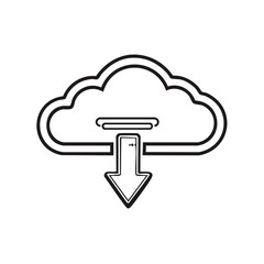 Poster - Cloud download icon black outline illustrating file transfer or data backup