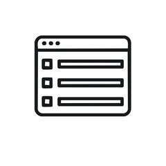 Poster - Simple outline icon of a web browser window displaying a list with checkboxes