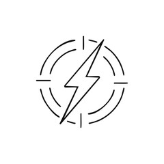 Poster - Lightning Bolt within a Circle Line Art Symbol of Power and Energy