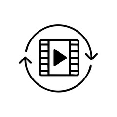Poster - Movie Film Strip with Play Button and Circular Arrows for Continuous Loop