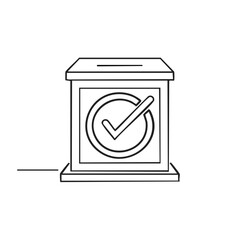 Poster - Simple outline drawing of a ballot box with a checkmark symbol indicating approval or confirmation.