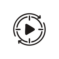 Poster - Play button with circular arrows signifying playback options and control icon for video content