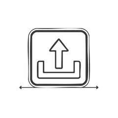 Aufkleber - Hand drawn digital upload icon inside square shape with arrows pointing left and right, file upload, upload from device