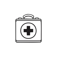 Poster - First aid kit symbol in black and white minimalist medical icon