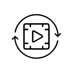 Poster - Circular Arrows with Play Button in Square Repeating Process Icon