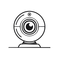 Poster - Webcam Illustration Simple Modern Technology Conference Call Computer Camera Equipment