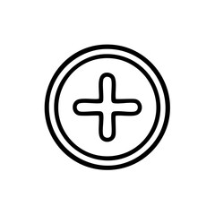 Poster - Plus Sign Graphic Icon within Double Ringed Circle Shape for Web Design or Medical Element