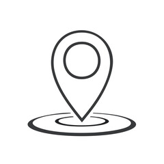 Poster - Outline Style Location Pin on Ripple Indicator for Map and Navigation