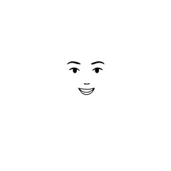 Aufkleber - Happy Minimalist Face Icon with Smiling Expression Line Drawing