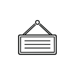 Poster - Black outline icon of a rectangular hanging sign with horizontal lines.