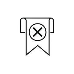 Poster - Delete bookmark line icon vector graphic. Remove, cancel, or reject symbol on a ribbon.