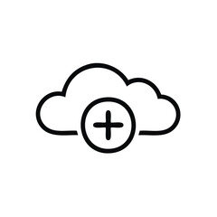 Poster - Cloud computing service with plus sign icon, cloud upload or download add sign, data storage, network server  technology symbol