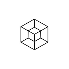 Poster - Geometric cube illusion rendered in black and white. Modern minimalist design concept.