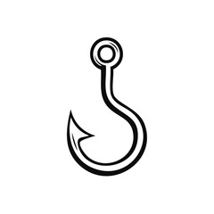 Poster - Fishing hook illustration in black and white isolated on a plain background