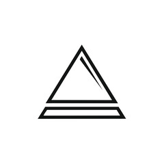 Poster - Minimalist design showcasing two overlapping triangles in bold black lines on a white background creating a sense of depth and geometry
