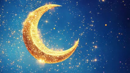 Wall Mural - Bright Celestial  with Golden Moon and Stars