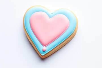 Poster - Delicious homemade heart shaped cookie decorated with pink and light blue icing, perfect for valentine's day or any special occasion