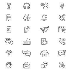 Poster - Illustration of various communication and technology icons including phone, message, and network symbols