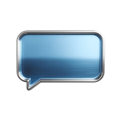 Fototapete - A shiny blue speech bubble with a silver metallic frame, isolated on transparent background, represents modern digital communication
