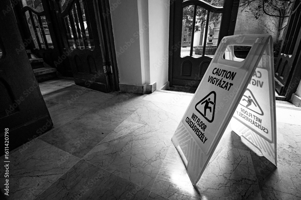 Danger Of Slipping Warning Sign Stock Photo Adobe Stock