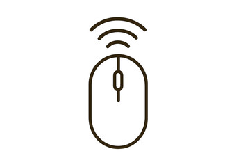 Poster - Wireless computer mouse icon in a simple flat linear design. Vector graphic of a PC peripheral with connection signal for UI, UX, and web. Technology concept element.