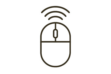 Poster - Wireless computer mouse line icon. Vector illustration of a PC peripheral device. Technology concept for wifi or bluetooth connection. Minimalist outline symbol for clicker.